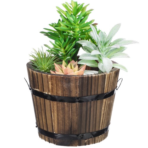 Baril rond bois jardinière - rond, en